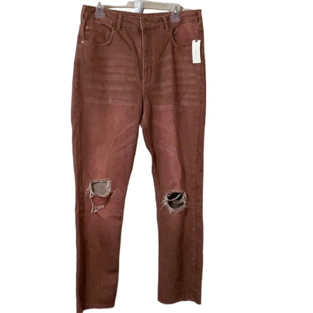 Anthropologie Ripped Straight Leg Jeans - Brown